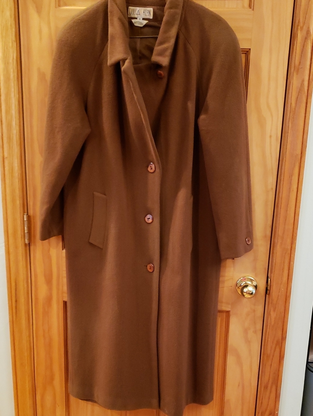 Brown Wool-Blend Long Trench Coat